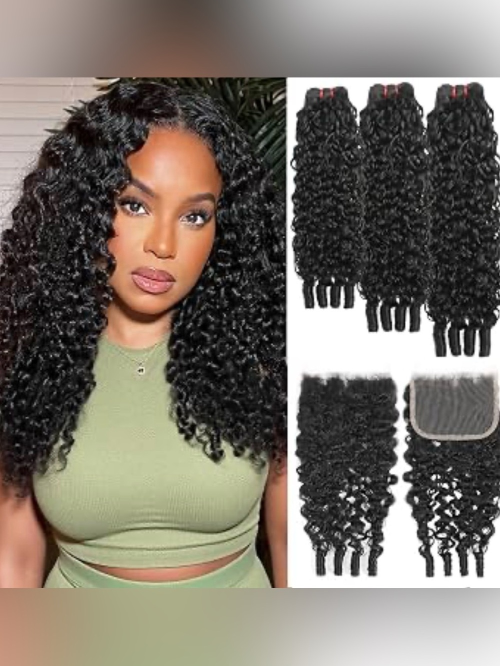 ✨ Burmese Curly Human Hair Bundles with 5x5 HD Lace Closure ✨